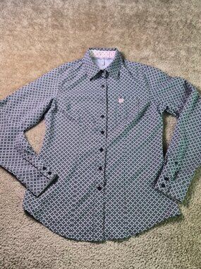 Cinch Women's Size M Floral Button Down Western Dress Shirt Country F874